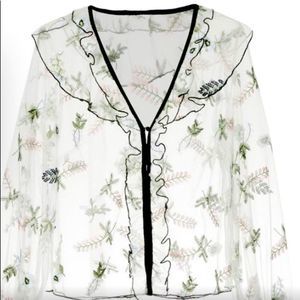 SUMMER ALERT - Alice McCall Embroidered Sheer Time Stands Still Blouse - white